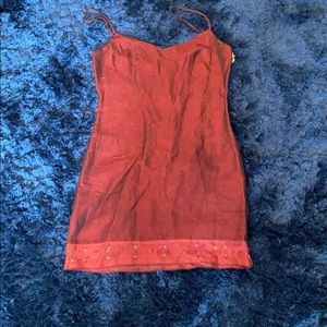 Laundry red mini dress with embroidered hem